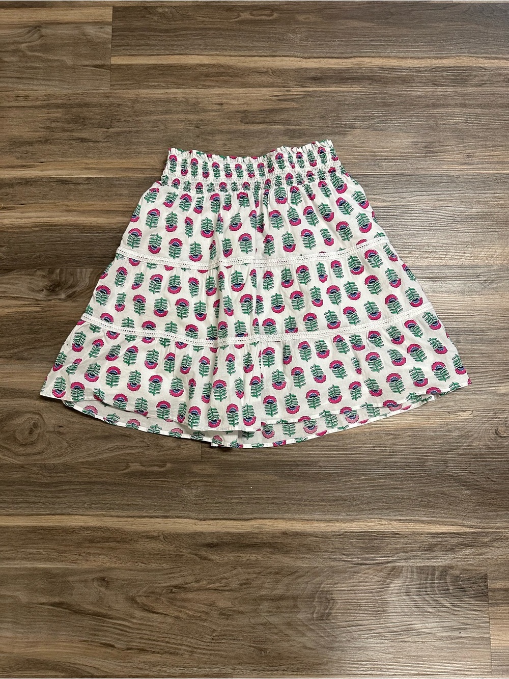J. Crew Printed Smocked Tiered Mini Skirt